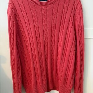 Brooks Brothers Classic Cable Knit Crewneck Sweater - Coral - Size Large